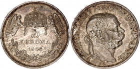 Hungary 5 Korona 1908 KB
KM# 488; Silver; Franz Joseph I; AUNC with nice toning