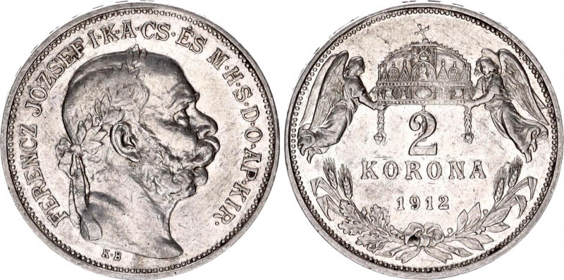Hungary 2 Korona 1912 KB
KM# 493; Silver; Franz Joseph I; XF