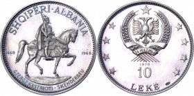Albania 10 Leke 1970
KM# 50.3; Silver 33.22 g.; 500th Anniversary of Skanderbeg's Death; Proof