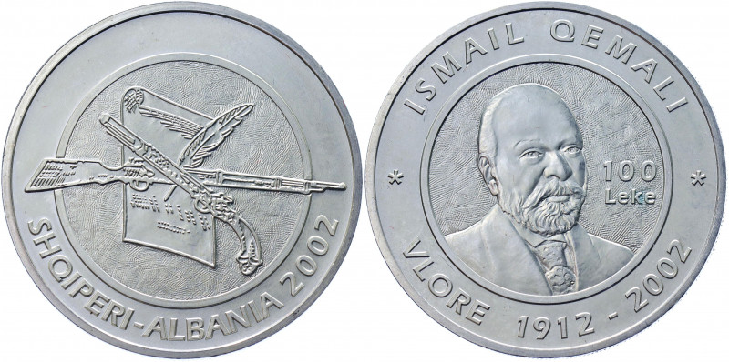 Albania 100 Leke 2002
KM# 92; Silver 30.05 g.; 90th Anniversary of Albania's De...