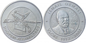 Albania 100 Leke 2002
KM# 92; Silver 30.05 g.; 90th Anniversary of Albania's Declaration of Independence; Proof