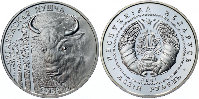 Belarus 1 Rouble 2001
KM# 47; Silver 13.16g; Belarusian National Parks and Natu...