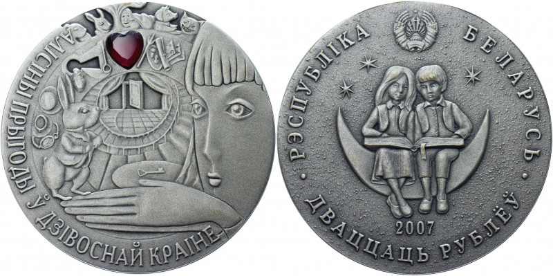 Belarus 20 Roubles 2007
KM# 161; Silver 28.28g; Alice's Adventures in Wonderlan...