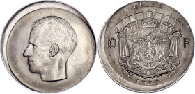 Belgium 10 Francs 1969 Misstrike Error
KM# 156; Dutch text; Baudouin I; UNC