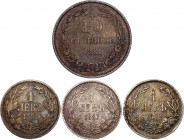 Bulgaria Lot of 4 Coins 1881 - 1882
KM# 3, 4; Mostly Silver; Aleksandr I