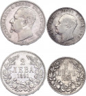 Bulgaria 1 & 2 Leva 1891 KB
KM# 13, 14; Silver; Ferdinand I; VF-XF