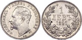 Bulgaria 1 Lev 1891 KB
KM# 13; Silver; Ferdinand I; XF/AUNC
