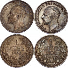 Bulgaria 2 x 1 Lev 1894 KB
KM# 16; Silver; Ferdinand I; XF with beautiful toning
