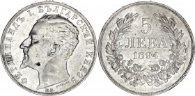 Bulgaria 5 Leva 1894 KB
KM# 18; Silver; Ferdinand I; XF-