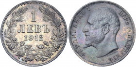 Bulgaria 1 Lev 1912
KM# 31; Silver 5g; Ferdinand I; UNC, With nice toning