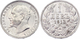 Bulgaria 1 Lev 1913
KM# 31; Silver; Ferdinand I; UNC
