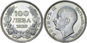 Bulgaria 100 Leva 1930
KM# 43; Silver 20g.; Boris III; UNC, With Mint Luster