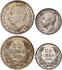 Bulgaria 20 & 50 Leva 1930 - 1940
KM# 42, 47; With Silver; Boris III; AUNC/UNC