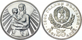 Bulgaria 25 Leva 1981
KM# 134; Silver 14g; 1300 Years Bulgaria: Mother and Child; Proof