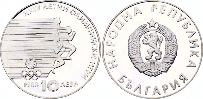 Bulgaria 10 Leva 1988
KM# 185; Silver, Proof; 24th Summer Olympic Games, Seoul ...
