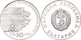 Bulgaria 10 Leva 1988
KM# 185; Silver, Proof; 24th Summer Olympic Games, Seoul (Republic of Korea), 1988