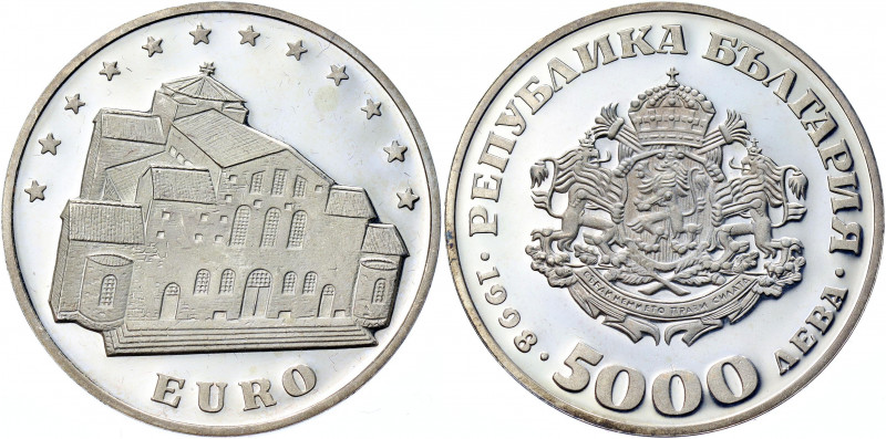 Bulgaria 5000 Leva 1998
KM# 243; Silver 10g; Euro; Proof