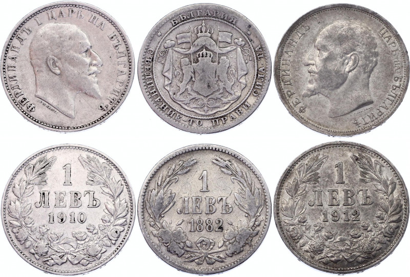 Bulgaria 3 x 1 Leva 1882 - 1912
Silver; VF-XF