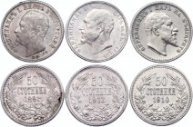 Bulgaria 3 x 50 Stotinki 1891 - 1913
Silver; XF-UNC