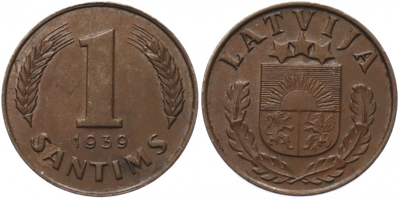 Latvia 1 Santims 1939
KM# 10; Bronze 1.86; 1st Republic; UNC