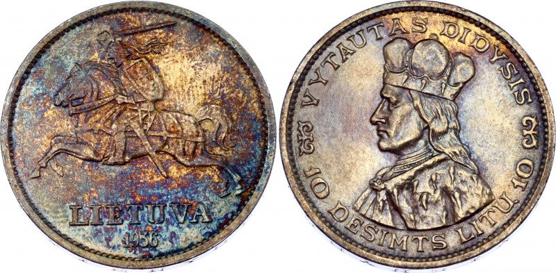 Lithuania 10 Litu 1936
KM# 83; Silver; UNC with amazing toning