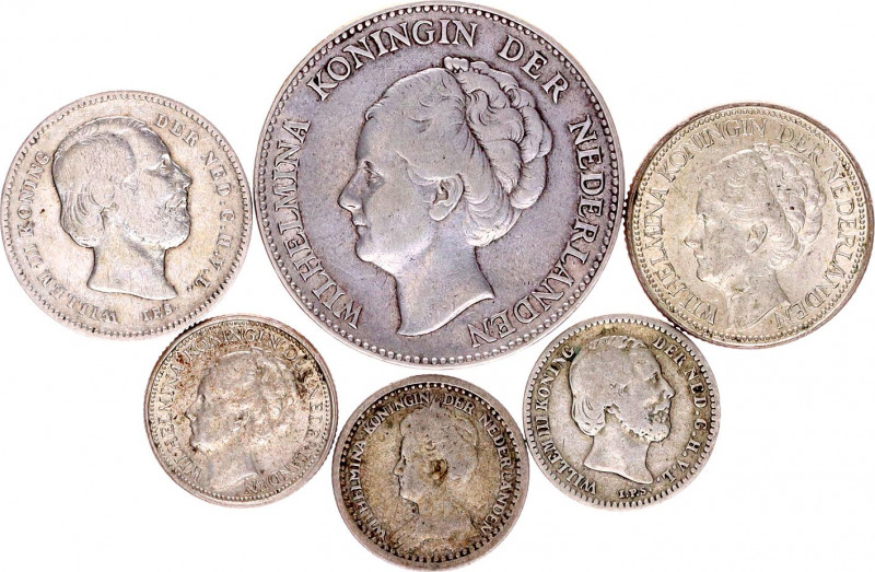 Netherlands Lot of 6 Coins 1849 - 1941
Silver; Various Dates, Denominations & M...