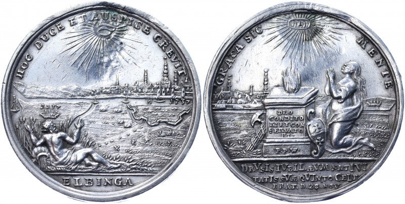 Poland Elbing "500th Anniversary of the City" Silver Medal 1737 Plugged
Dutkows...