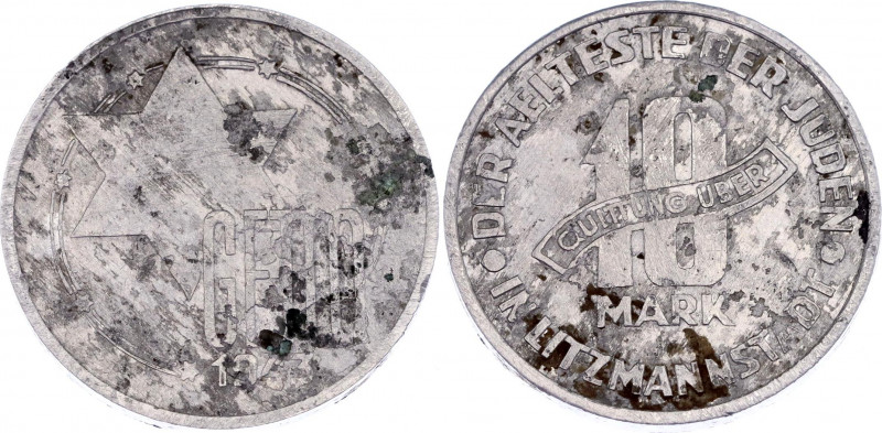 Poland Lodz 10 Mark 1943
KM# Tn3; Thickness - 2.1 - 2.2 mm.; Jewish Ghetto Coin...