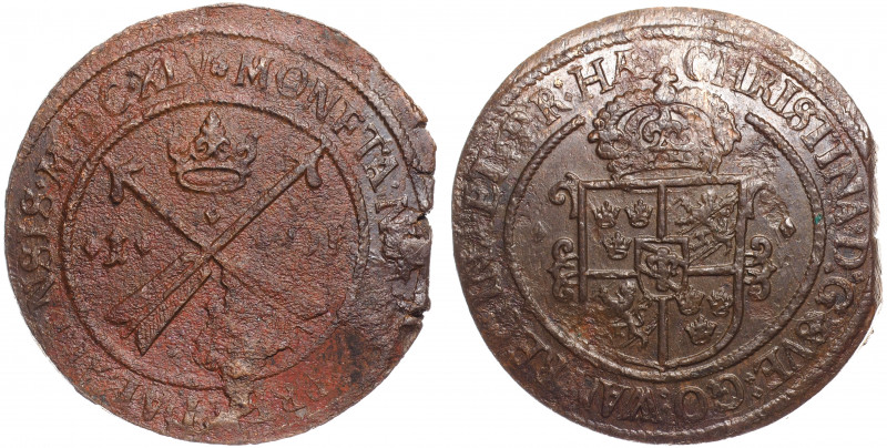 Sweden 1 Ore 1645 MDCXLV
KM# 162.2; 53.80g 48x46mm; Mint Avesta