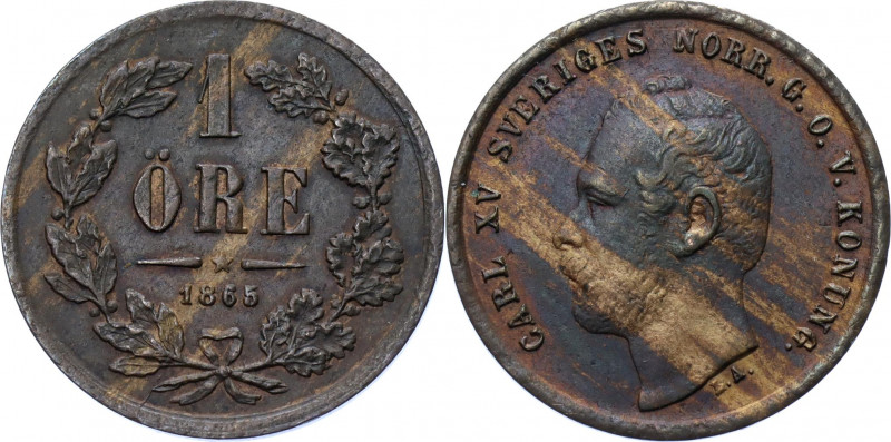 Sweden 1 Ore 1865 L.A.
KM# 705; Bronze 2.84 g.; UNC