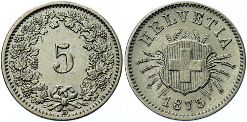 Switzerland 5 Rappen 1873 B
KM# 5; Billon 1.64 g.; AUNC