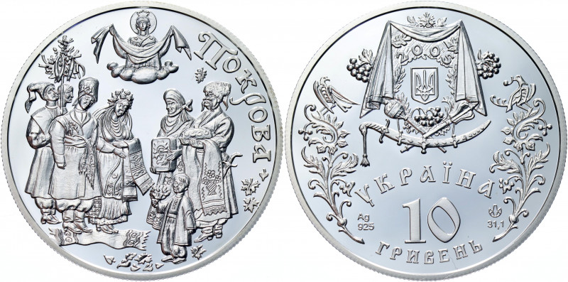 Ukraine 10 Hryven 2005
KM# 367; Silver 33.52g; Ritual Holidays of Ukraine Serie...