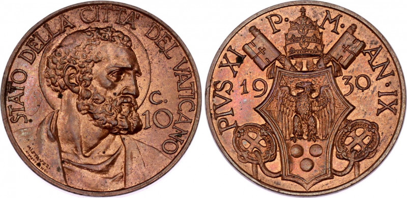 Vatican 10 Centesimi 1930
KM# 2; Pivs XI; Amazing Coin with Remaining Mint Lust...