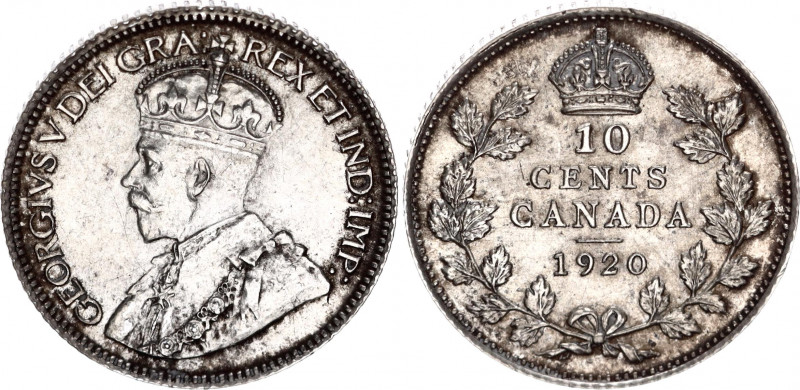 Canada 10 Cents 1920
KM# 23a; Silver; Edward VII; UNC-