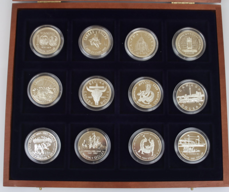 Canada 12 x 1 Dollar 1974 - 1991
Silver; Proof & UNC; Various motives; In nice ...