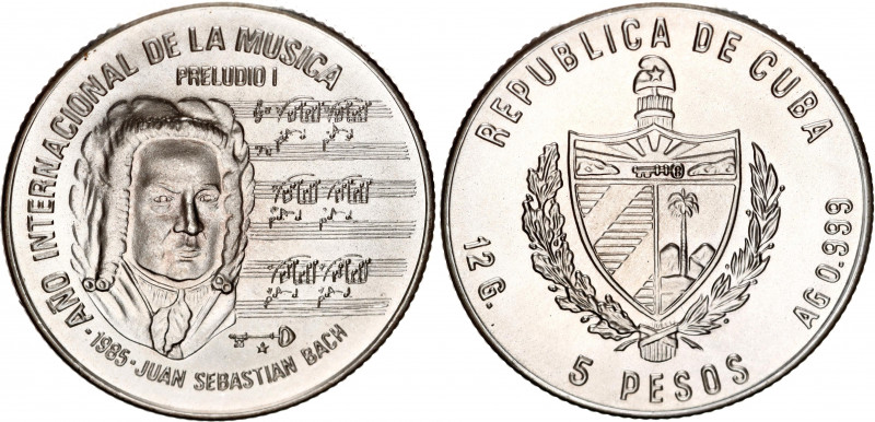 Cuba 5 Pesos 1985
KM# 121; Silver; International Year of Music – Johann Sebasti...