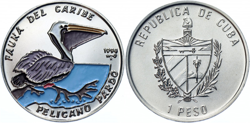 Cuba 1 Peso 1994
KM# 497; Nickel plated steel ((NBS) Colorized reverse); Sailfi...