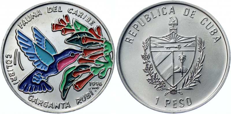 Cuba 1 Peso 1996
KM# 549; Nickel plated steel ((NBS) Colorized reverse); Caribb...