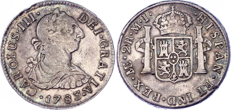 Peru 2 Real 1783 MI
KM# 76; Silver; Carlos III; VF/XF