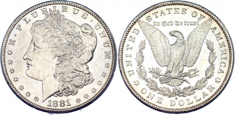 United States 1 Dollar 1881 S
KM# 110; Silver; "Morgan Dollar"; UNC with proofl...