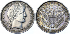 United States 1/2 Dollar 1900
KM# 116; Silver 12.47g; "Barber Half Dollar"; XF