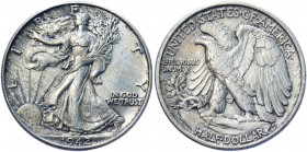 United States 1/2 Dollar 1942
KM# 142; Silver 12.47 g; Walking Liberty Half Dollar; UNC Toned