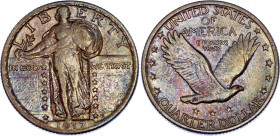 United States 1/4 Dollar 1917
KM# 145; Silver; "Standing Liberty Quarter"; XF with amazing toning