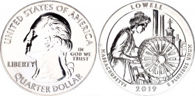 United States 1/4 Dollar 2019 5 Oz
Silver (.999) 5 Oz; ''Washington Quarter'' - Lowell National Historical Park, Massachusetts