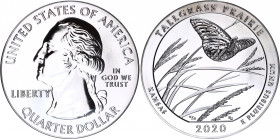 United States 1/4 Dollar 2020 5 Oz
Silver (.999) 5 Oz; ''Washington Quarter'' - Tallgrass Prairie National Preserve, Kansas