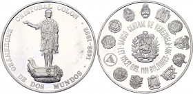 Venezuela 1100 Bolivares 1991
Y# 68; Silver (0.925) 27g., Proof; Ibero-American series, discovery of America