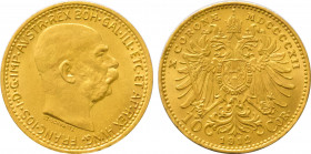 1912 Austria 10 Corona Franz Joseph I Restrike. KM-2816. 3.30 g, Grade: AU/UNC