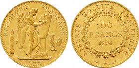 1904-A France 100 Francs Third Republic. KM-832. 32.20 g. Grade: AU/UNC