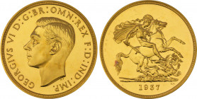 1937 Great Britain Proof 5 Pounds George VI. KM-861. 39.90 g. Grade: AU/UNC