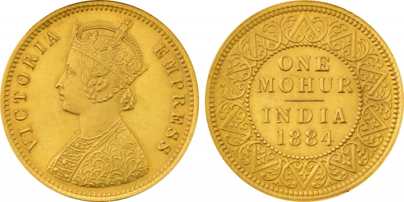 1884-(C) India. British India Mohur Victoria, Calcutta mint. KM-496. 11.60 g. Gr...